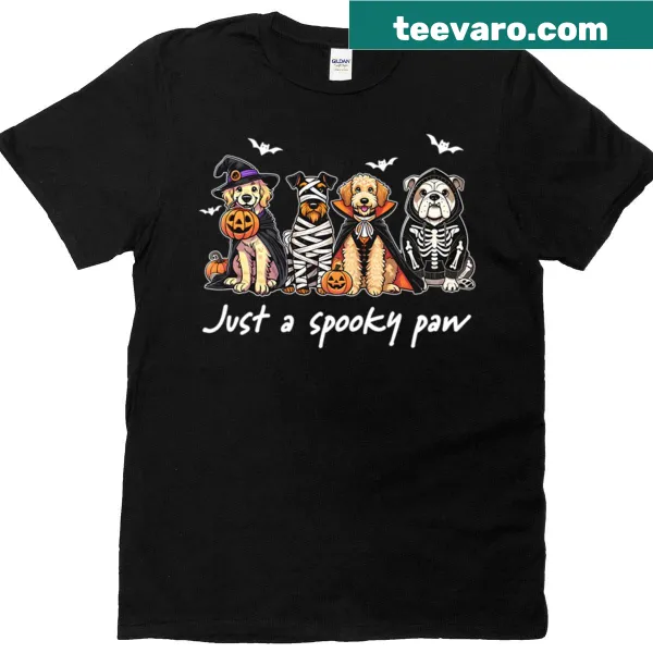 T-shirt featuring a cute spooky paw print graphic