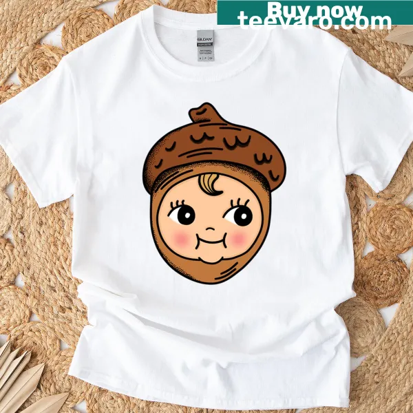 Cute Kewpie doll and acorn graphic t-shirt