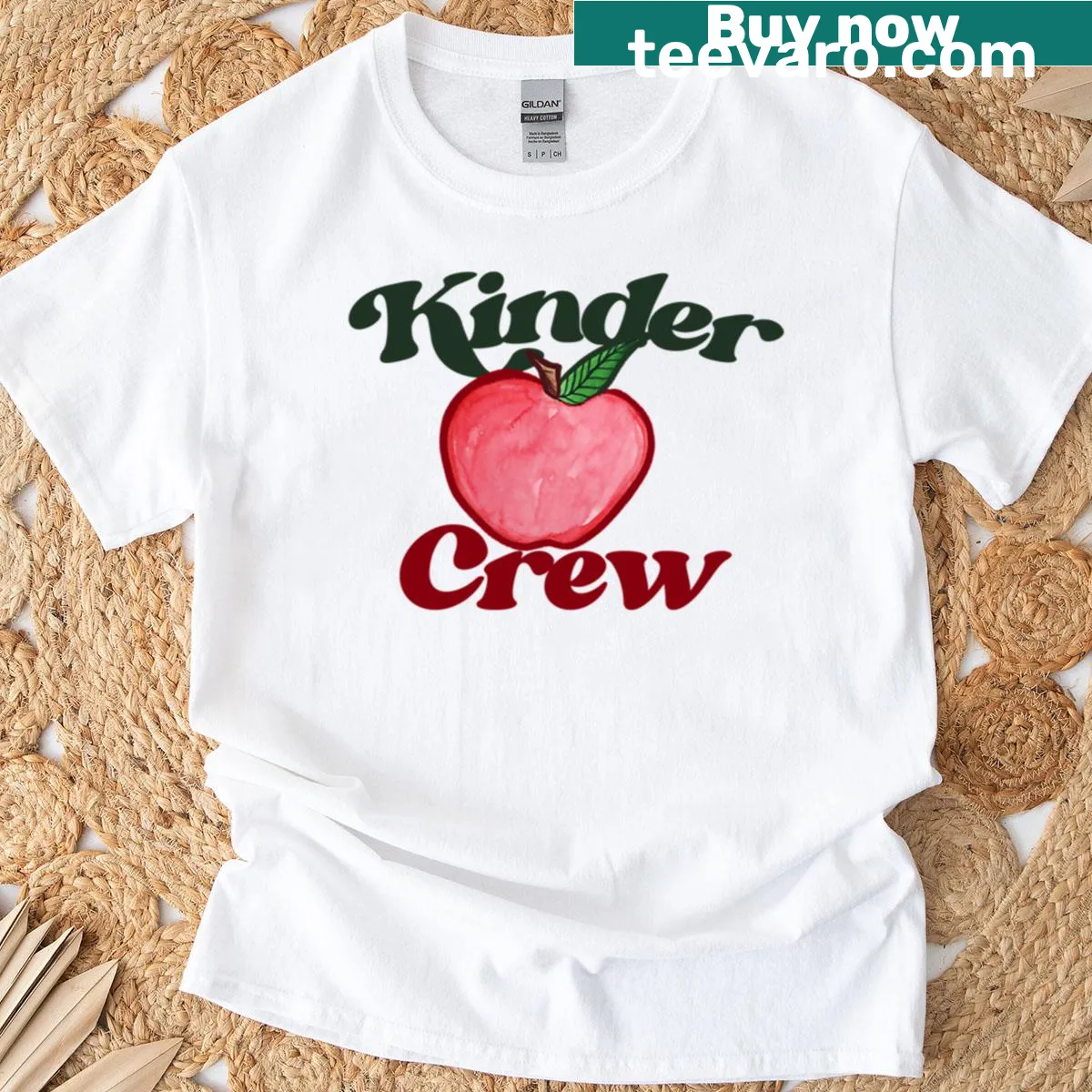Kids t-shirt with the text Kinder Crew — on a men's t-shirt