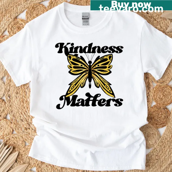 Kindness Matters typography t-shirt with a motivational message.
