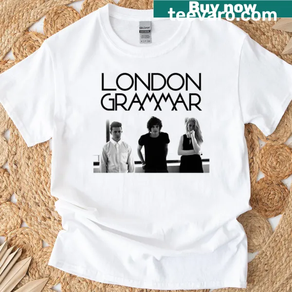 T-shirt featuring the name 'London Grammar' in modern typography
