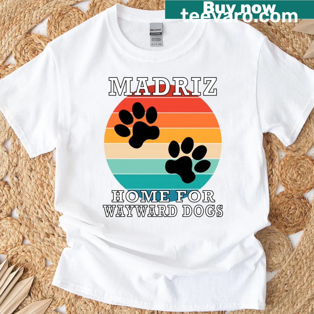 Home For Wayward Dogs T-shirt with inviting typography — on a men's t-shirt
