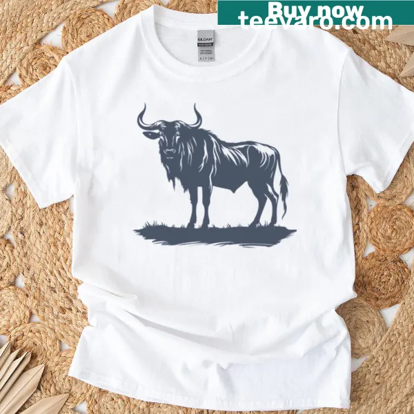 Silhouette of a wildebeest on a T-shirt