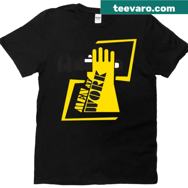 T-shirt with 'Men At Work' graphic surrounded by tool icons