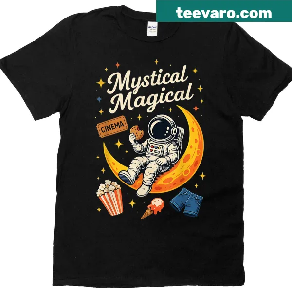 T-shirt displaying a magical astronaut with moon and space elements