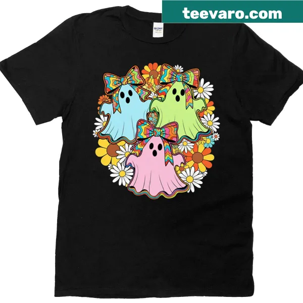 Psychedelic T-shirt featuring bold neon ghost graphics