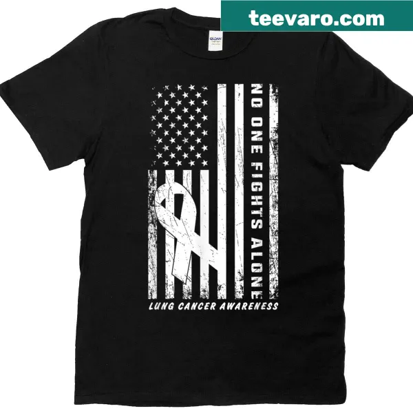 Patriotic T-shirt with American flag and white ribbon design
