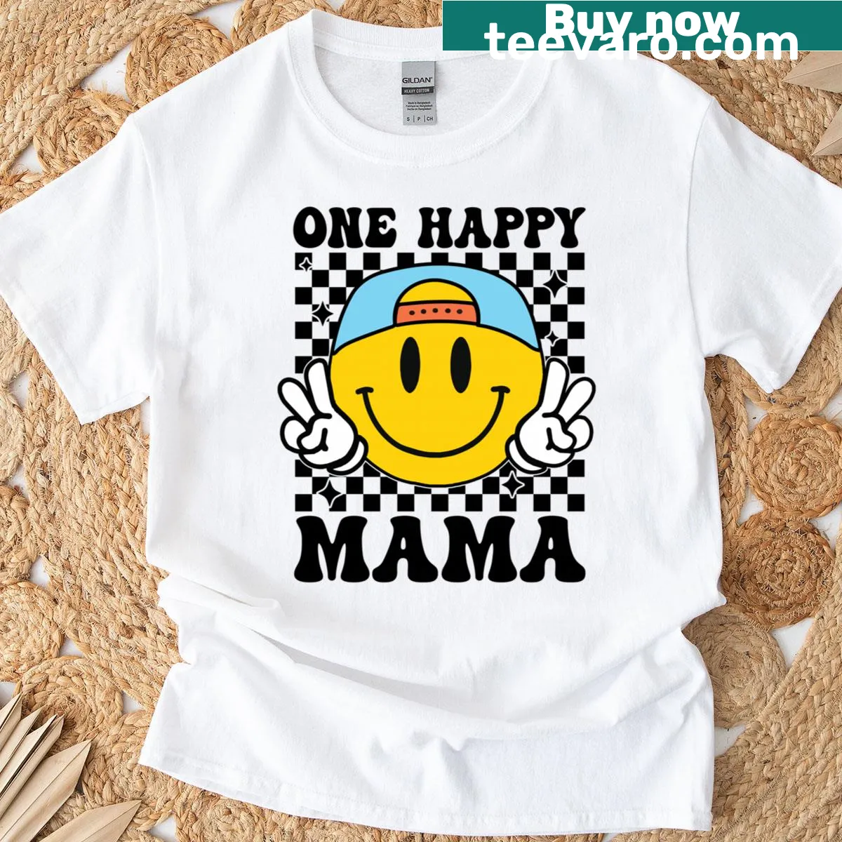 One Happy Dude Mama graphic t-shirt for birthdays — on a men's t-shirt
