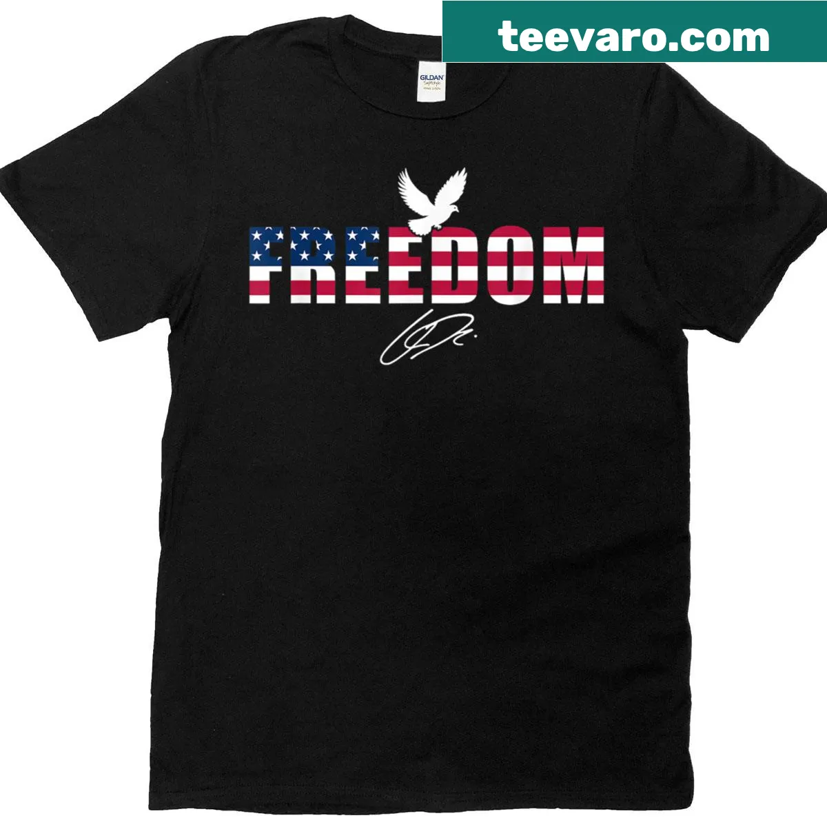 Patriotic typography design on a Freedom Ck Tee — on a men's t-shirt