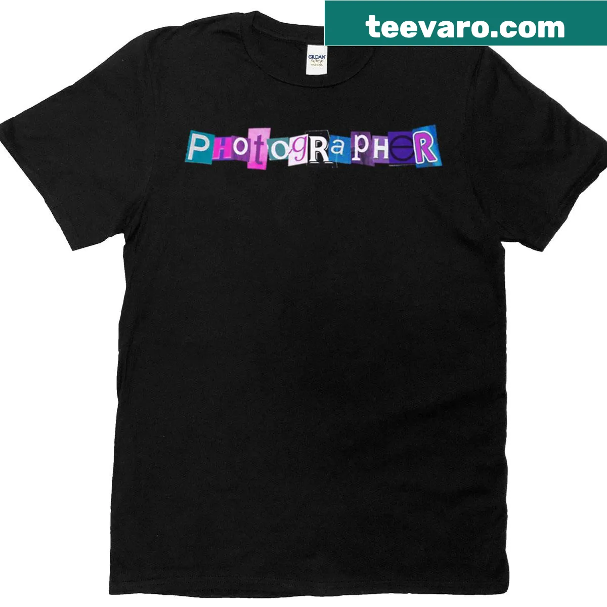 Collage design t-shirt featuring photography elements — on a men's t-shirt