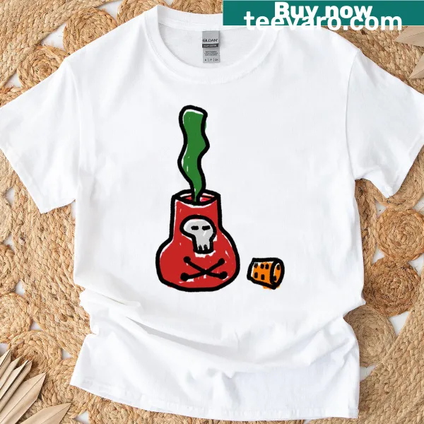 T-shirt featuring a spooky poison bottle graphic