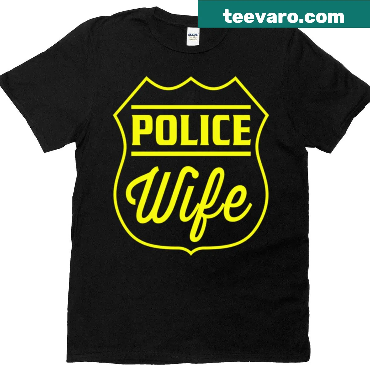 Proud Police Wife t-shirt with bold typography design — on a men's t-shirt