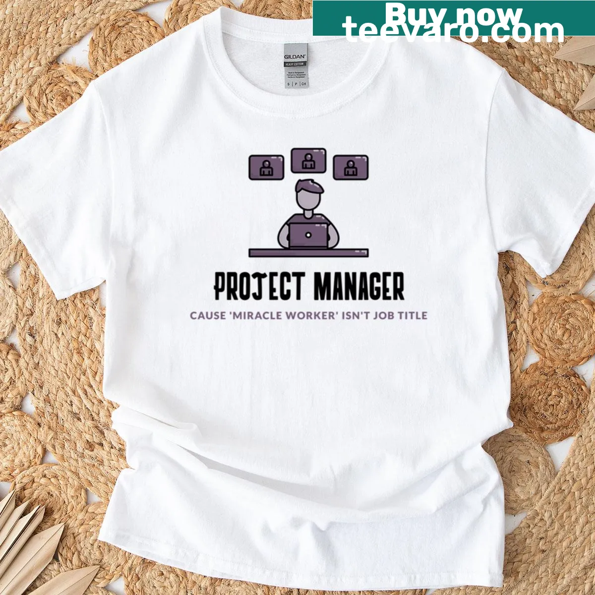 Funny project manager t-shirt with the phrase Miracle Worker Isn't A Job Title — on a men's t-shirt