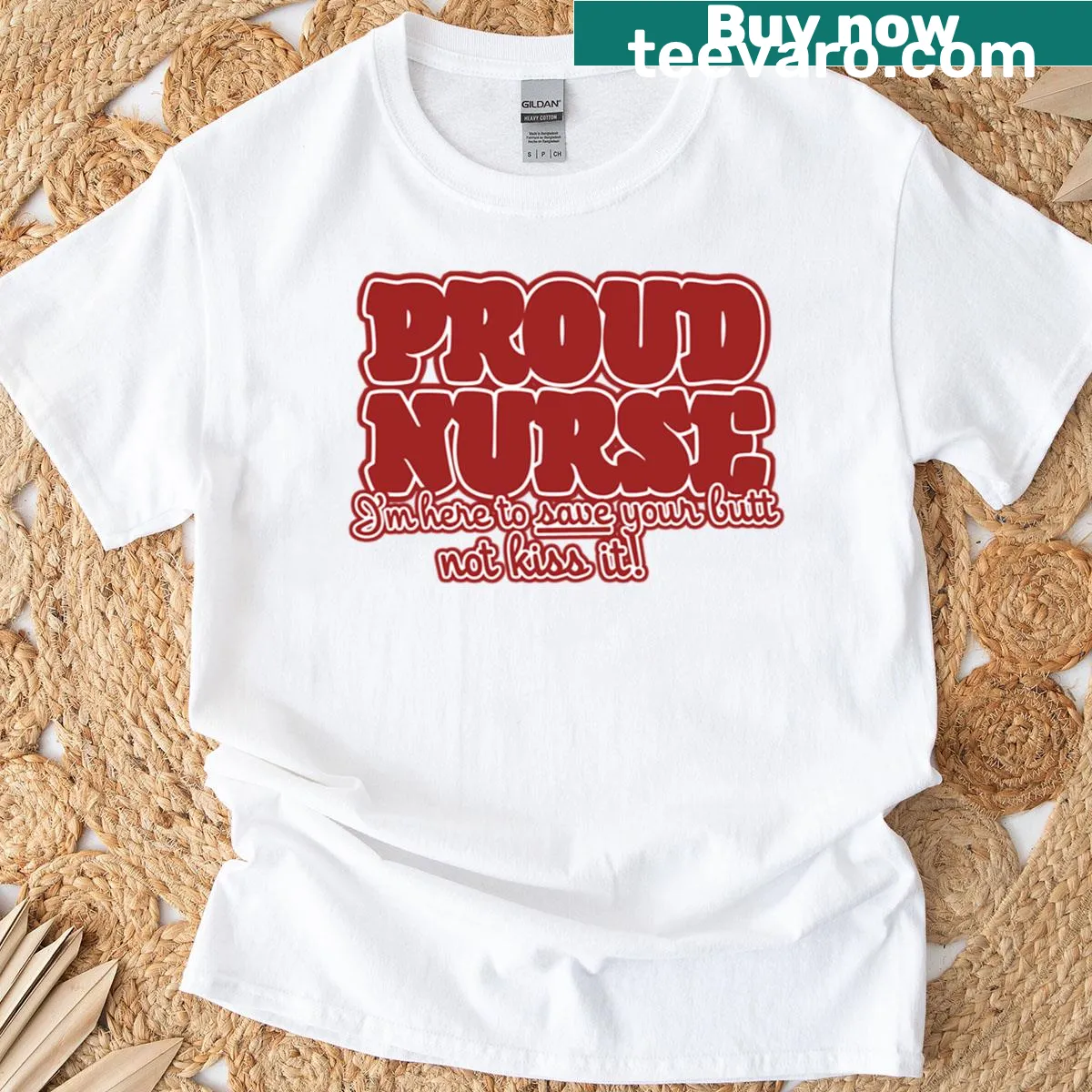 Proud Nurse typographic graphic t-shirt — on a men's t-shirt