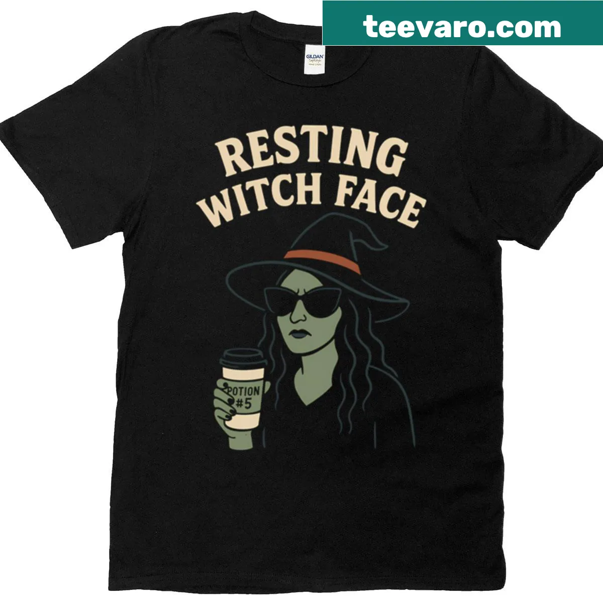 Sarcastic Halloween T-shirt with Resting Witch Face quote — on a men's t-shirt