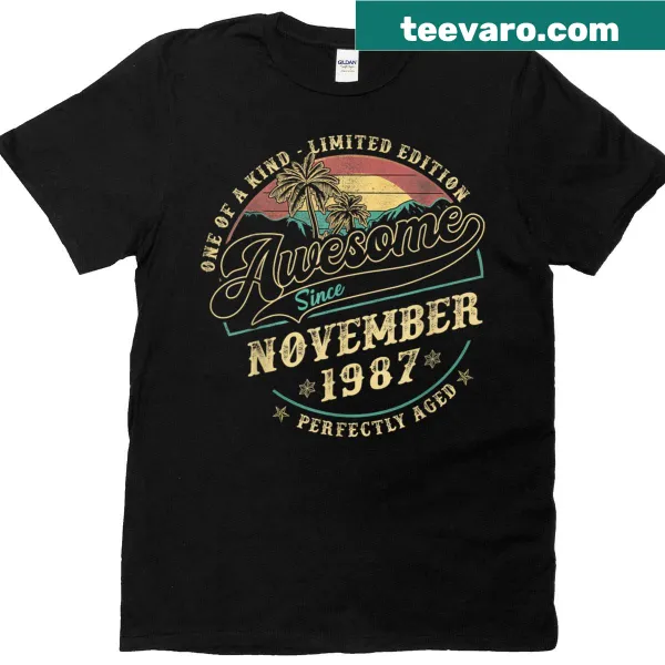 Retro T-shirt celebrating a 38th birthday with November 1987