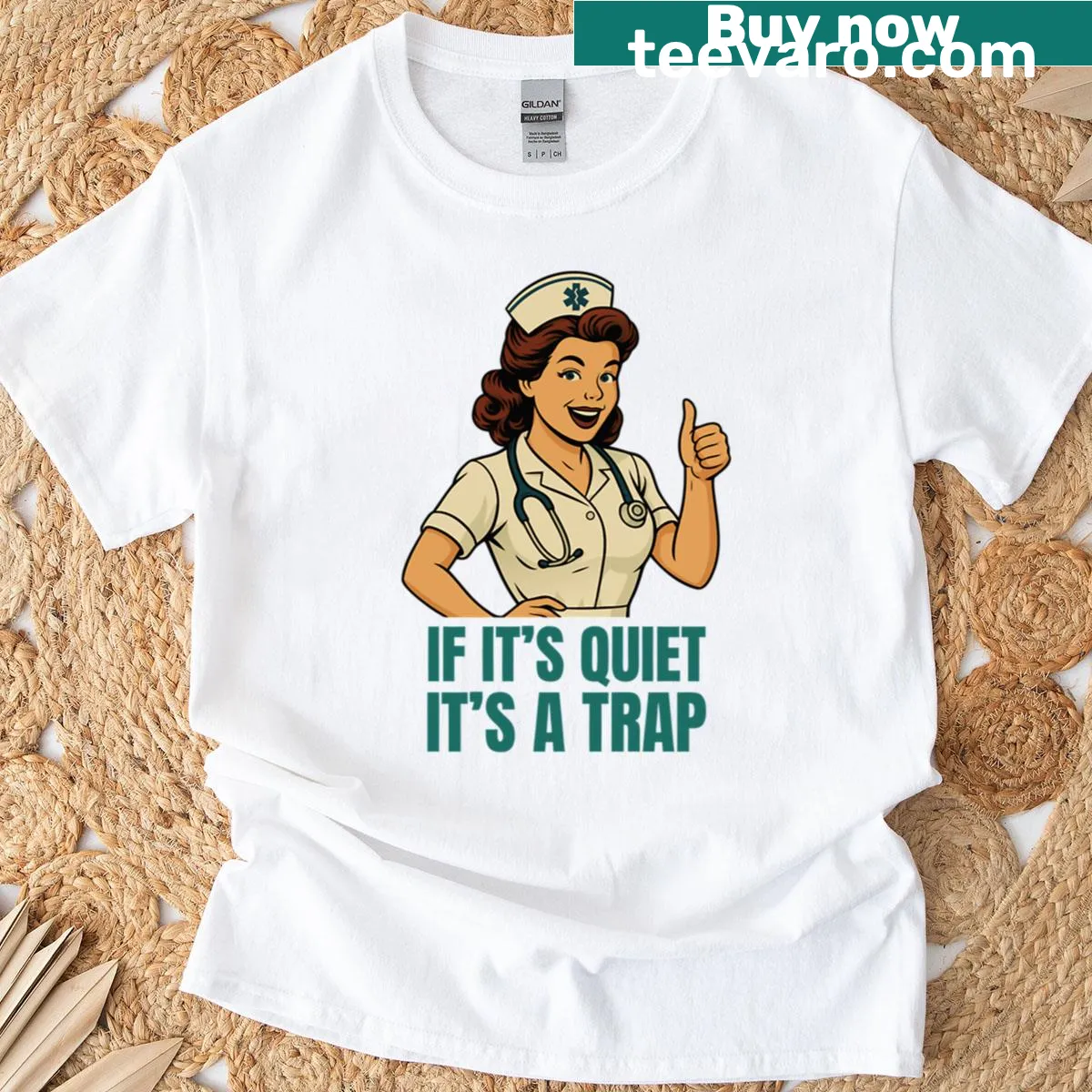 T-shirt for nurses with humorous medical saying about quietness — on a men's t-shirt