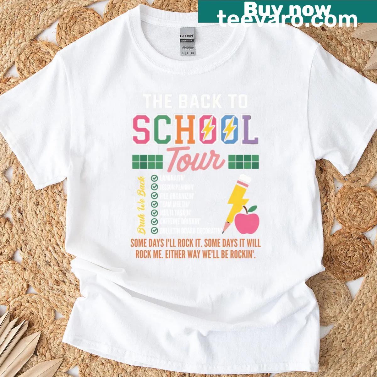Retro T-shirt with ABCD design in lightning style for teachers — on a men's t-shirt