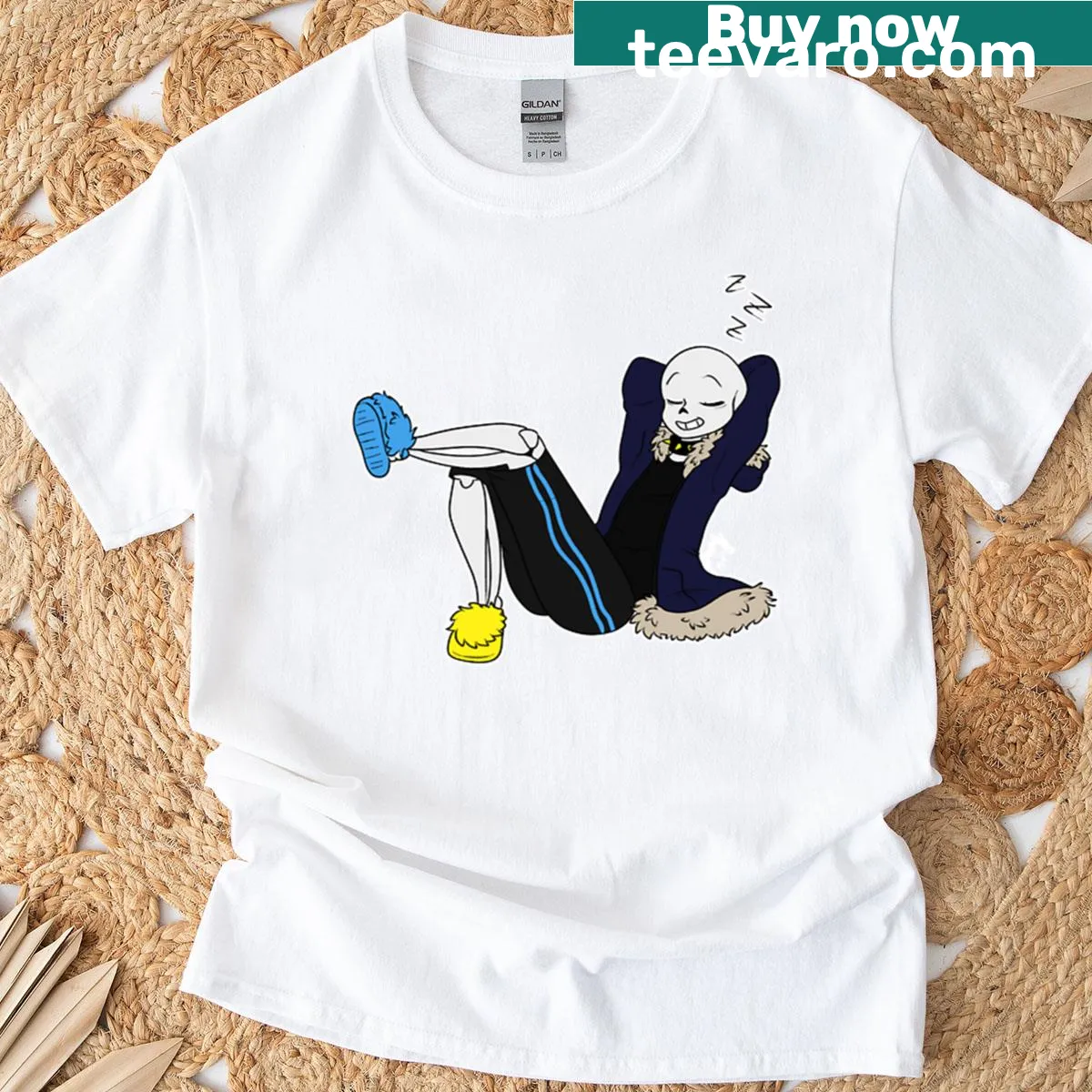 Retro design t-shirt promoting relaxation — on a men's t-shirt