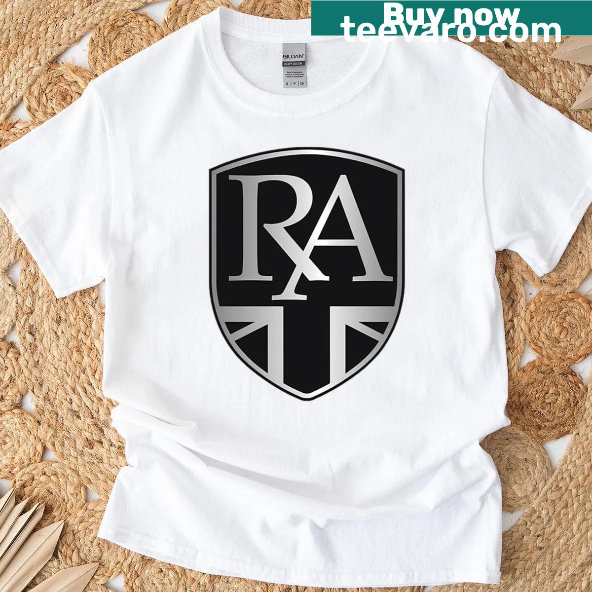 Minimalist 'Royal Alloy' emblem on a T-shirt — on a men's t-shirt