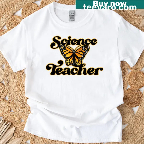 T-shirt celebrating science teachers with bold typography