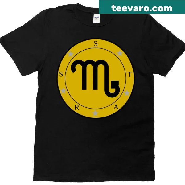 Scorpio symbol graphic on a simple, badge-style shirt