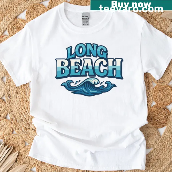 Vintage surfside graphic on a Long Beach T-shirt