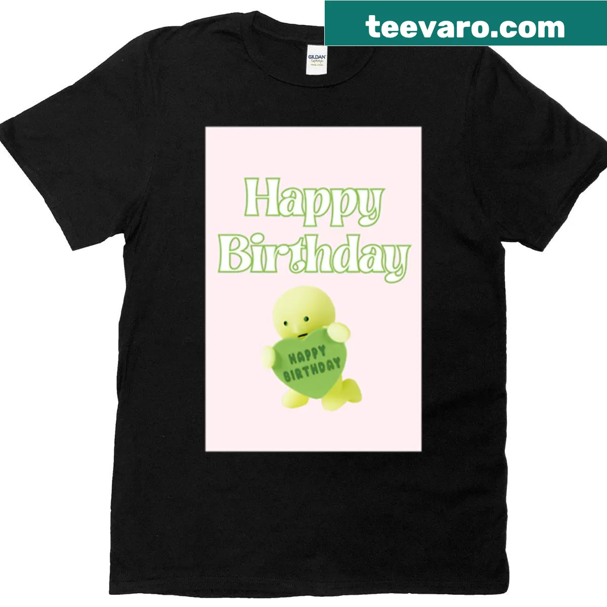 Cute Smiski character on a Happy Birthday T-shirt — on a men's t-shirt