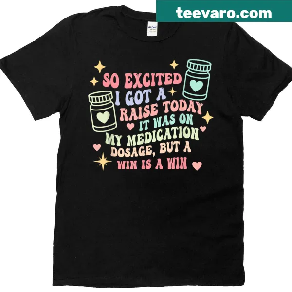 Cheerful graphic celebrating a raise on a fun typography t-shirt