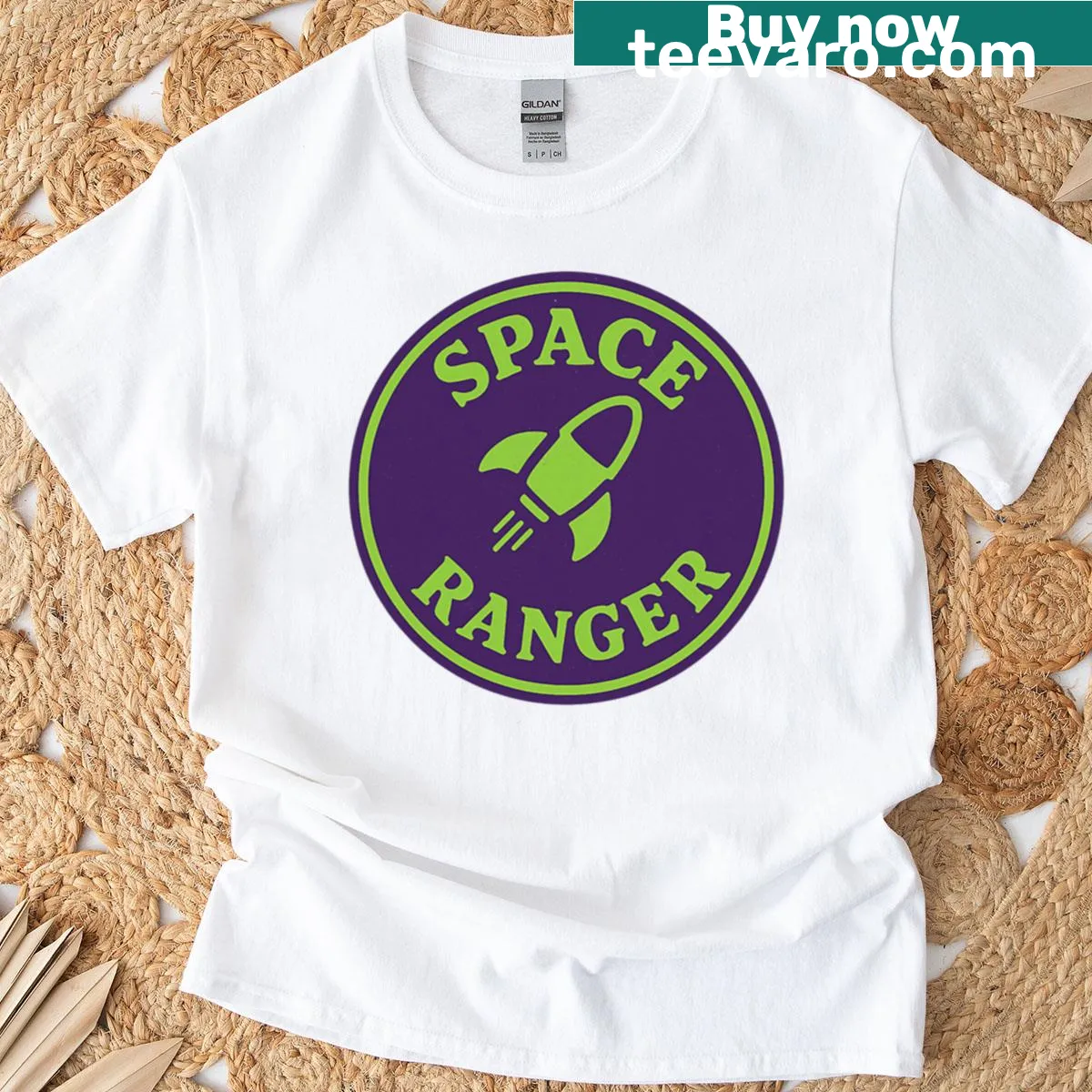Rocket badge design for space enthusiasts — on a men's t-shirt