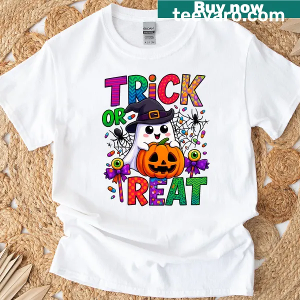 Cute ghosts and pumpkins design for Halloween on a T-shirt