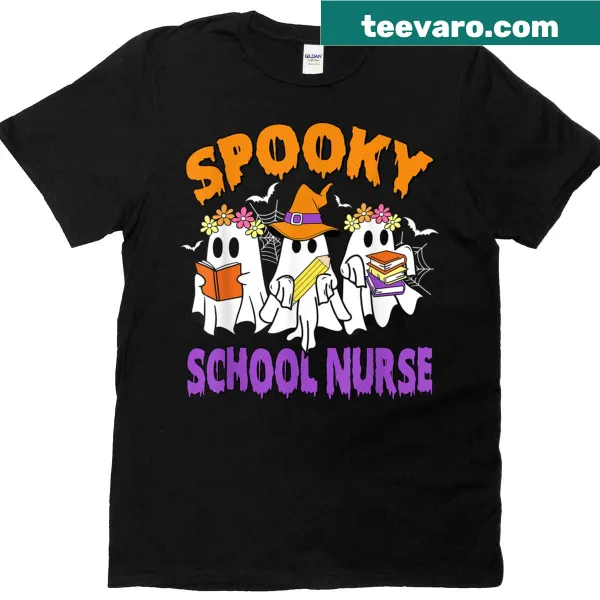 Cartoon ghost in a nurse outfit for Halloween