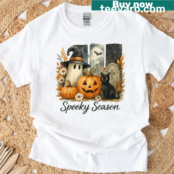 Vintage Halloween design with horror elements on a t-shirt
