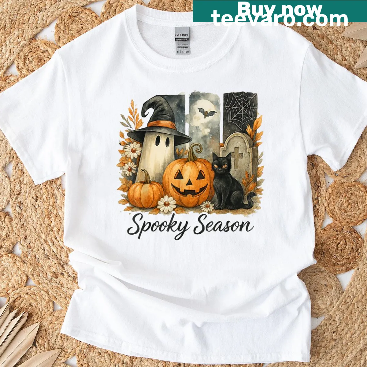 Vintage Halloween design with horror elements on a t-shirt — on a men's t-shirt
