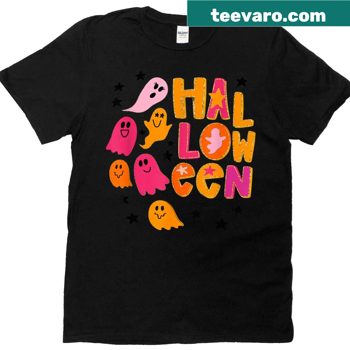 Cute t-shirt featuring a happy ghost for Halloween 2025 — on a men's t-shirt