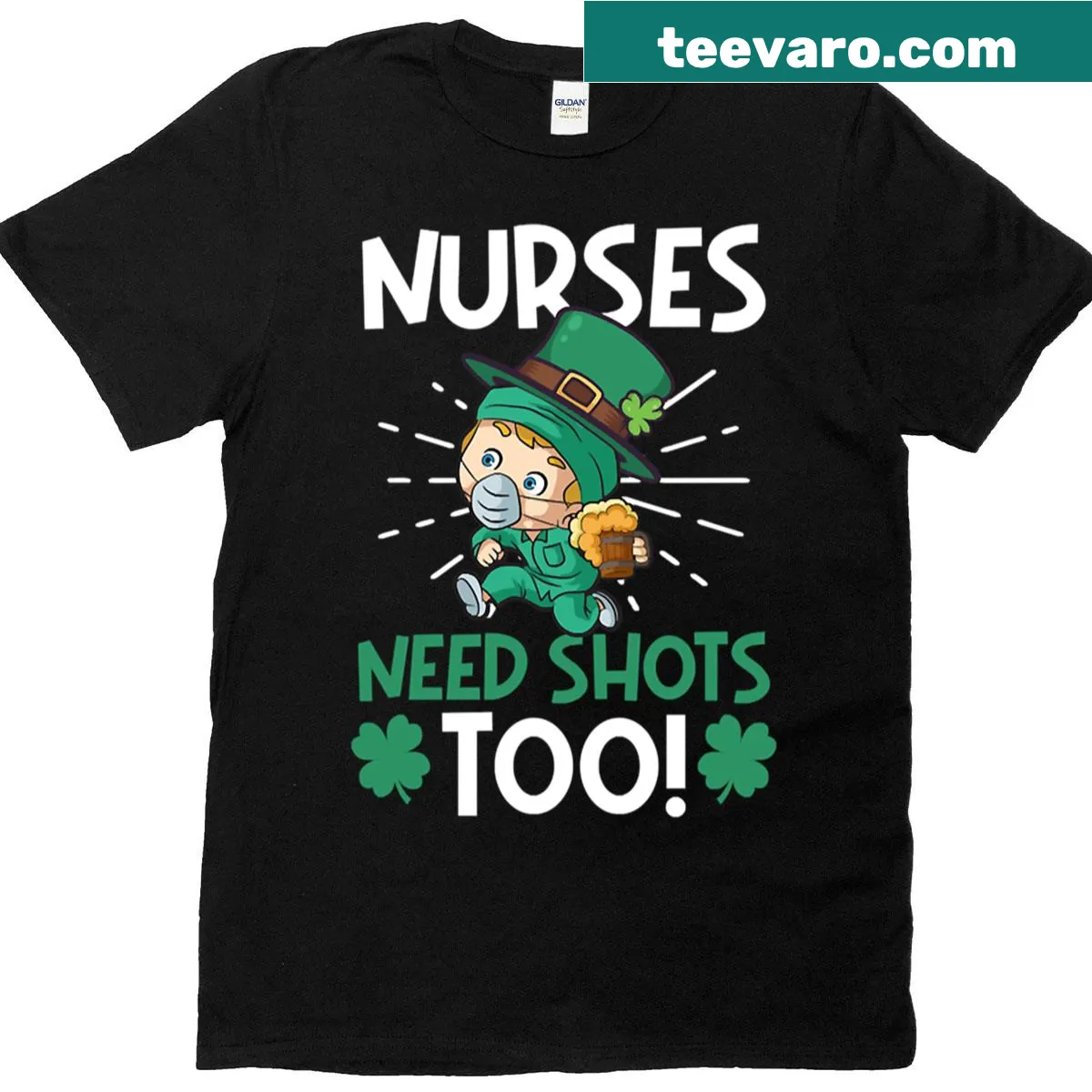 Humorous Nurse t-shirt with St. Patrick's Day theme and clever saying — on a men's t-shirt