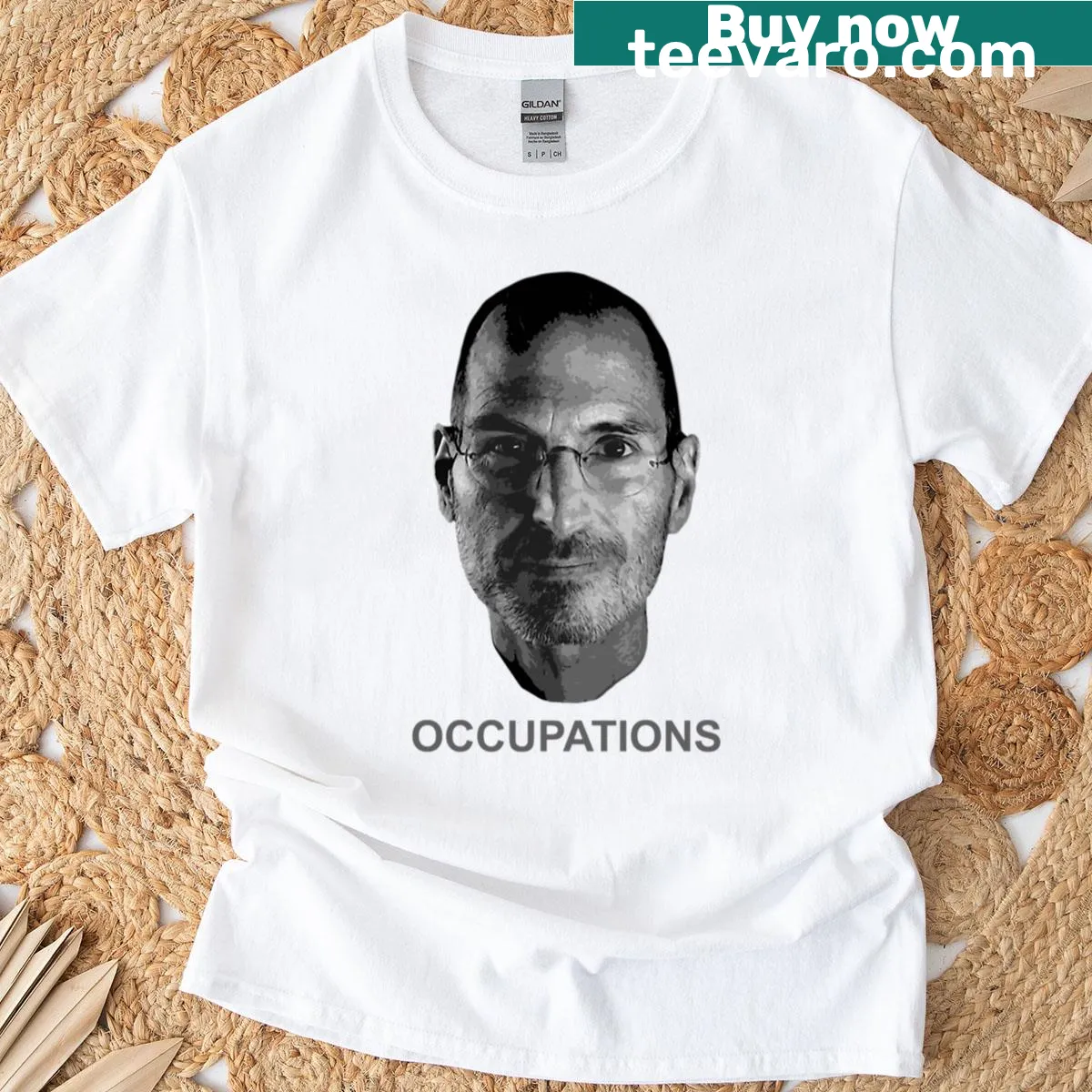 Cartoon illustrations of various occupations — on a men's t-shirt