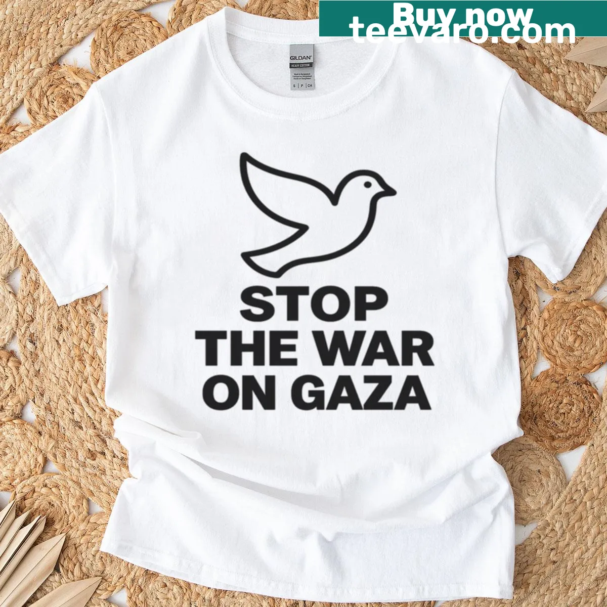 Minimalist dove silhouette graphic promoting peace. — on a men's t-shirt