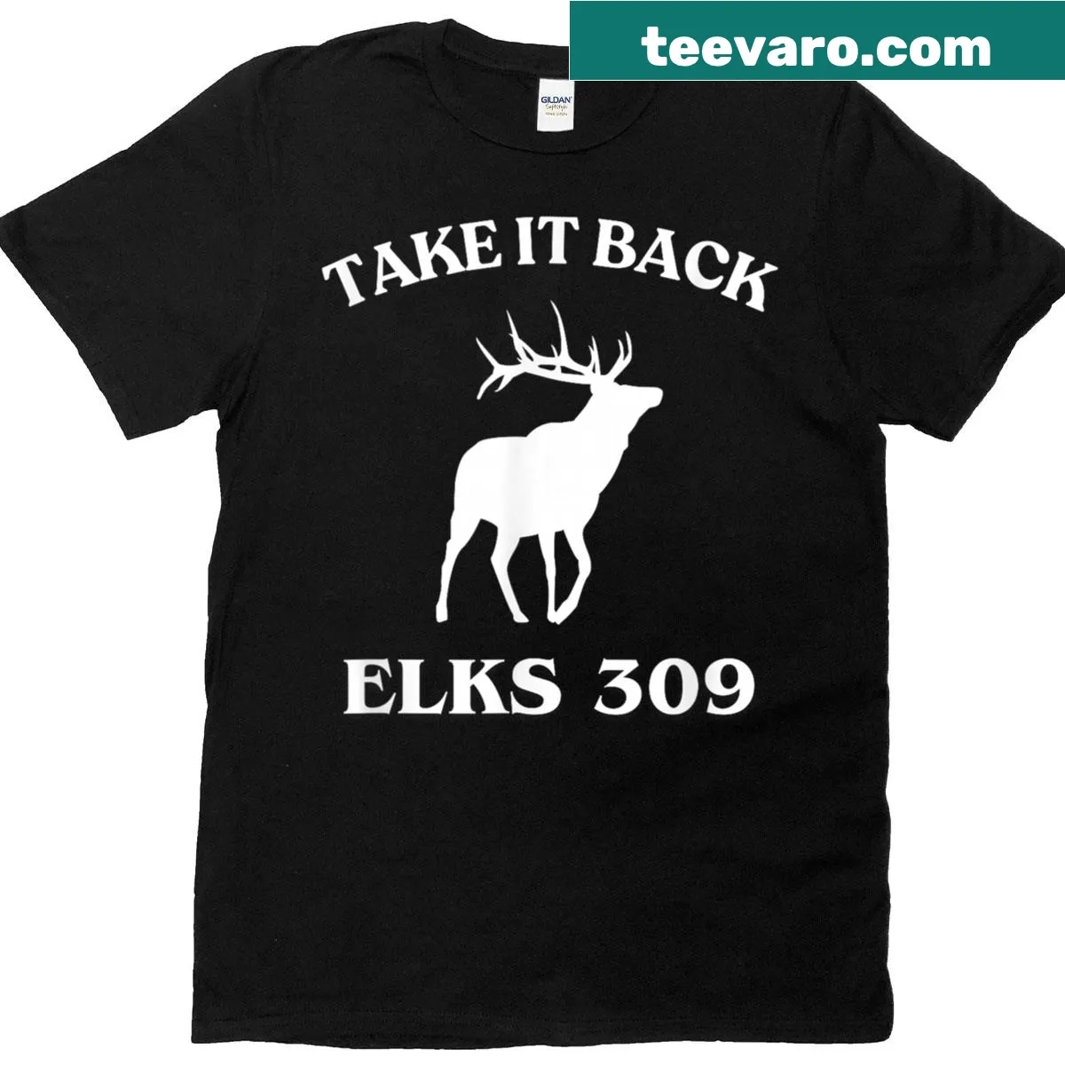 Community-focused T-shirt with 'Take It Back Elks 309' design — on a men's t-shirt