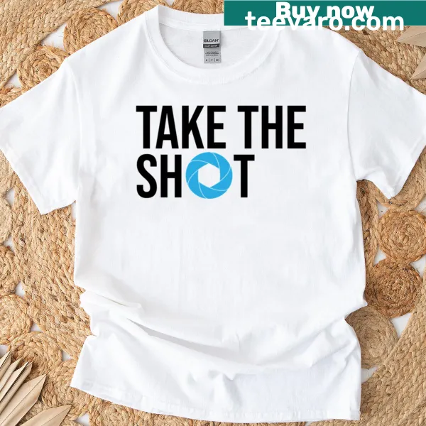 Photography-themed T-shirt featuring aperture graphic and text.