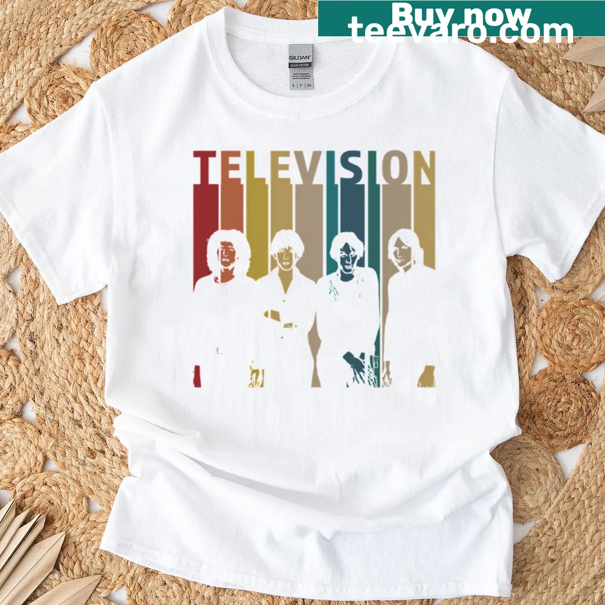 Television band logo graphic on T-shirt — on a men's t-shirt