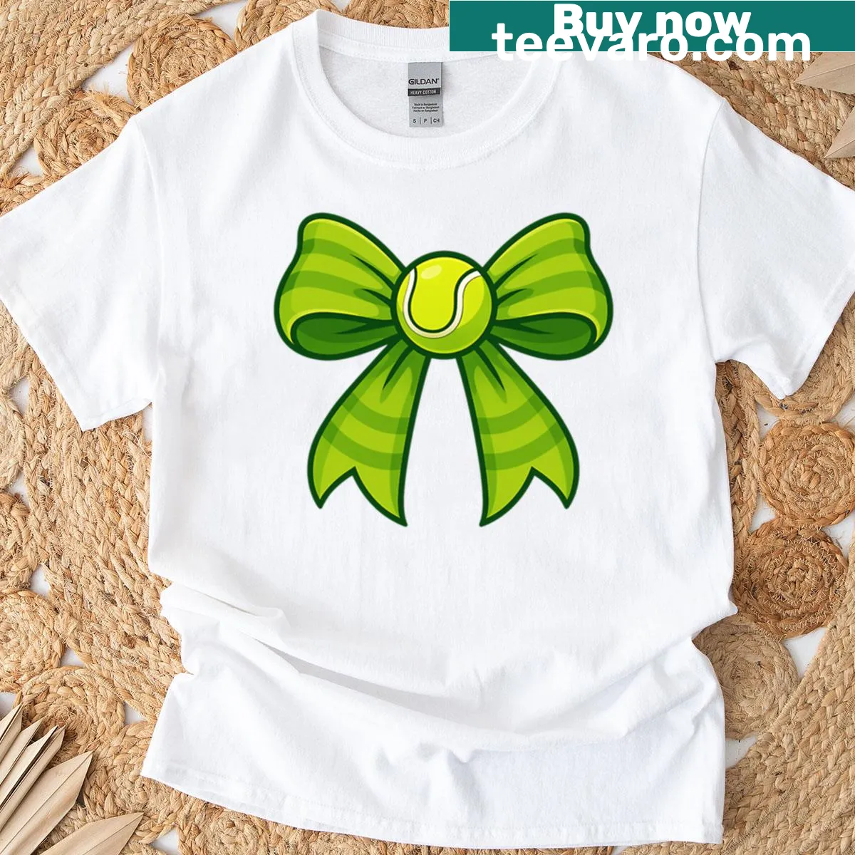 T-shirt with an illustration of a tennis ball and ribbon for Mother's Day. — on a men's t-shirt