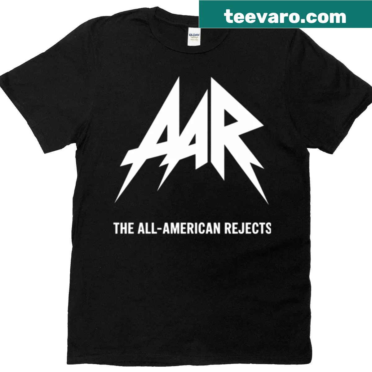 Typography design featuring 'All-Americans Rejects' text — on a men's t-shirt