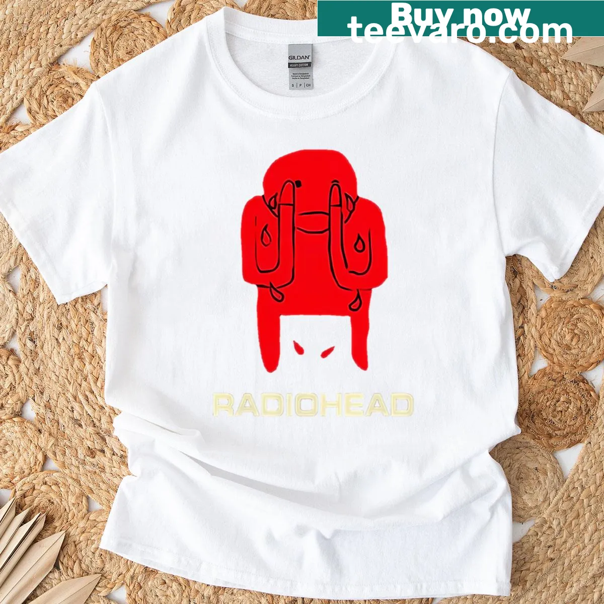 T-shirt featuring Radiohead's name in a unique typographic design — on a men's t-shirt