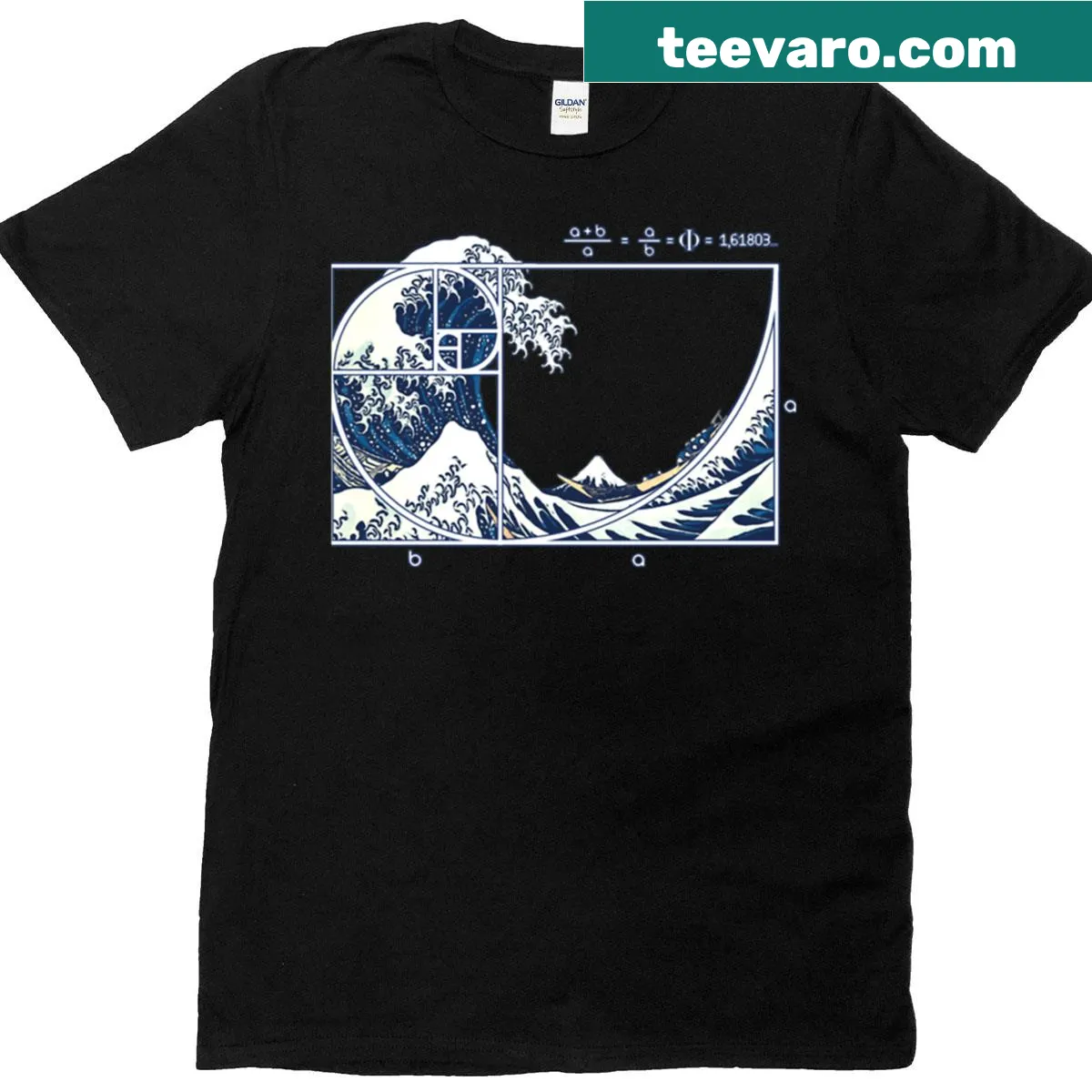 Fibonacci wave graphic t-shirt showcasing mathematical beauty — on a men's t-shirt