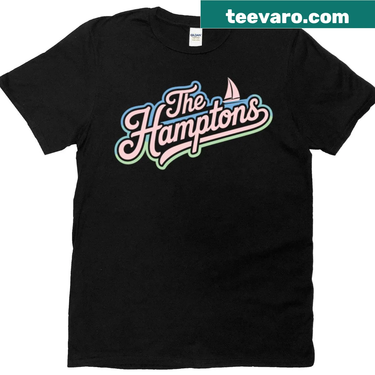 Stylish Hamptons logo T-shirt with elegant design elements. — on a men's t-shirt
