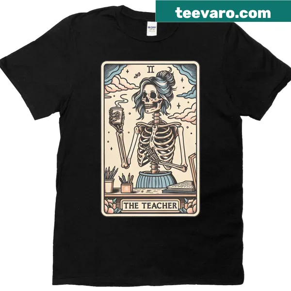 Illustrative Teacher Tarot Card T-shirt with symbolic design.