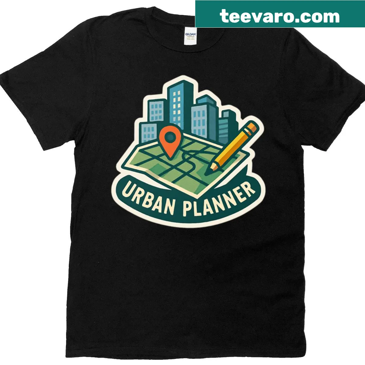 Urban Planner t-shirt with professional typography — on a men's t-shirt