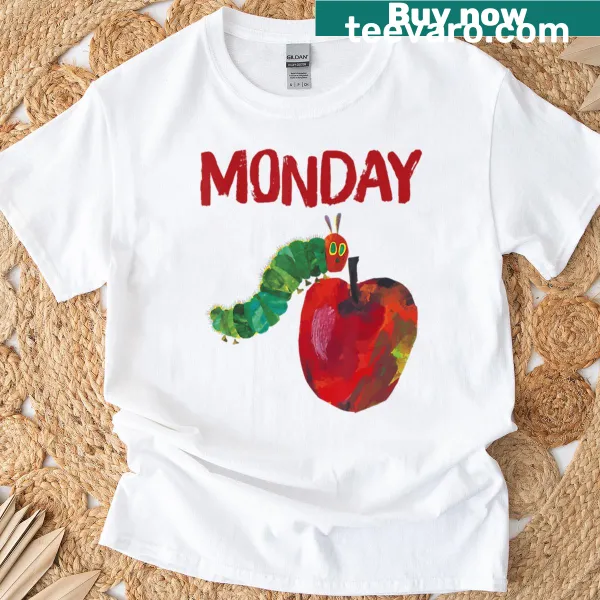 Funny fruit illustration on a Monday-themed T-shirt