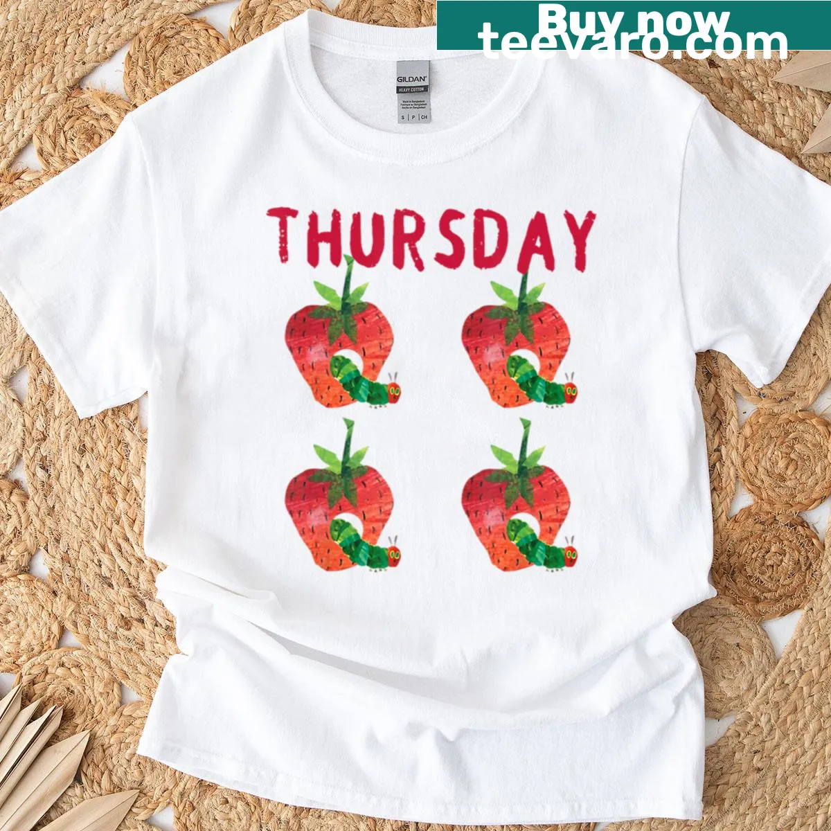 Very Hungry Thursday fruits birthday illustration T-shirt — on a men's t-shirt